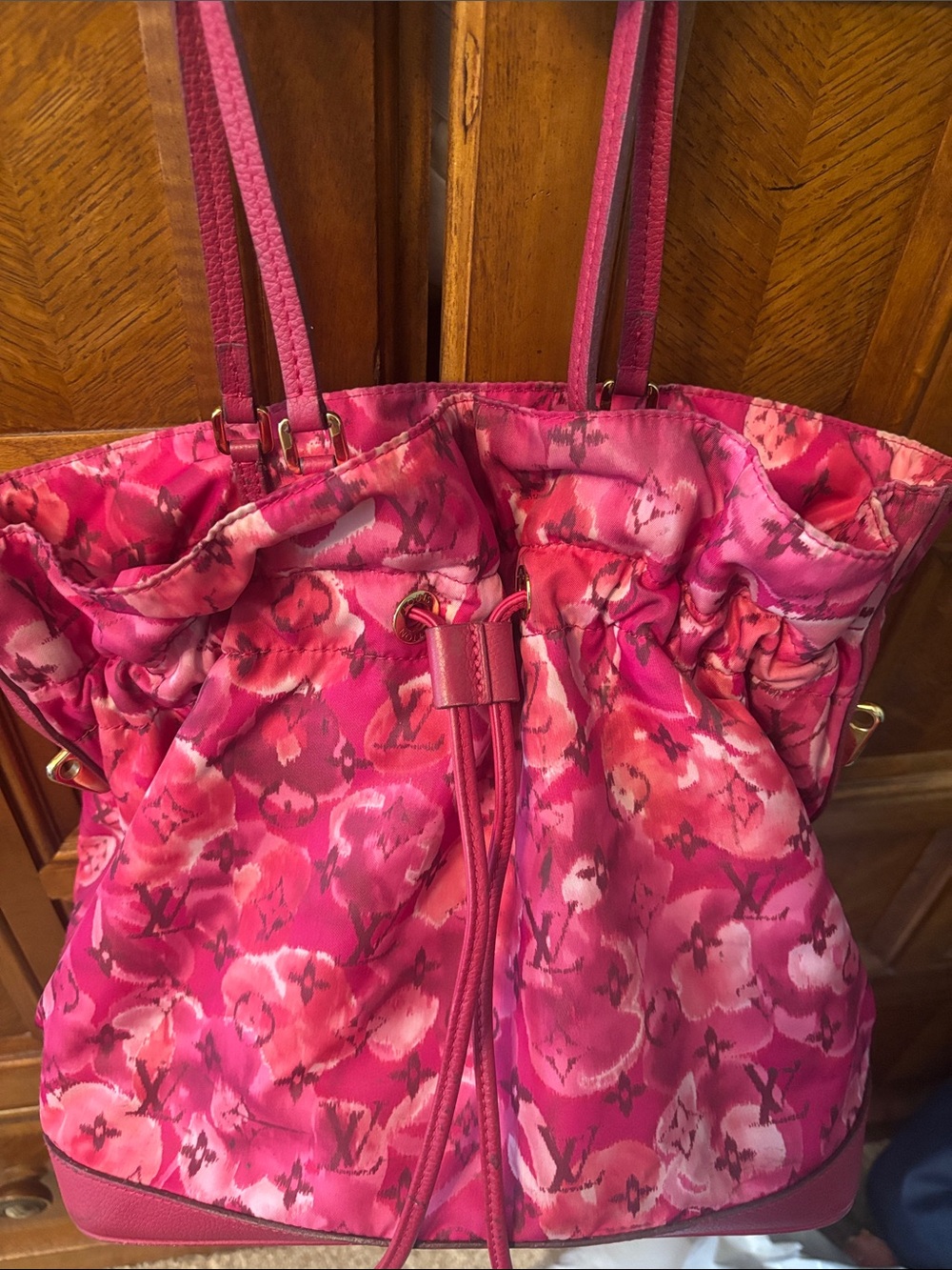Louis Vuitton Pink and Fuchsia Floral Drawstring Tote